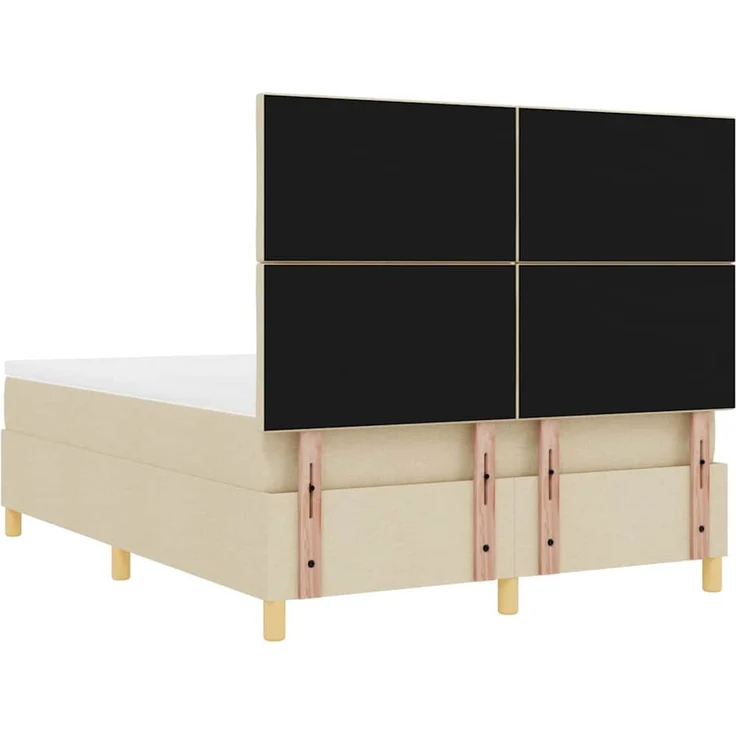 vidaXL LED Boxspringbett mit Kopfteil Creme 140 x 200 cm Stoff 3343185 – Bild 10