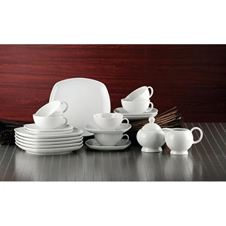 Seltmann Weiden Geschirr-Set Teller flach eckig 20 cm Lido weiss uni 00003 von Seltmann Weiden, Porzellan – Bild 4