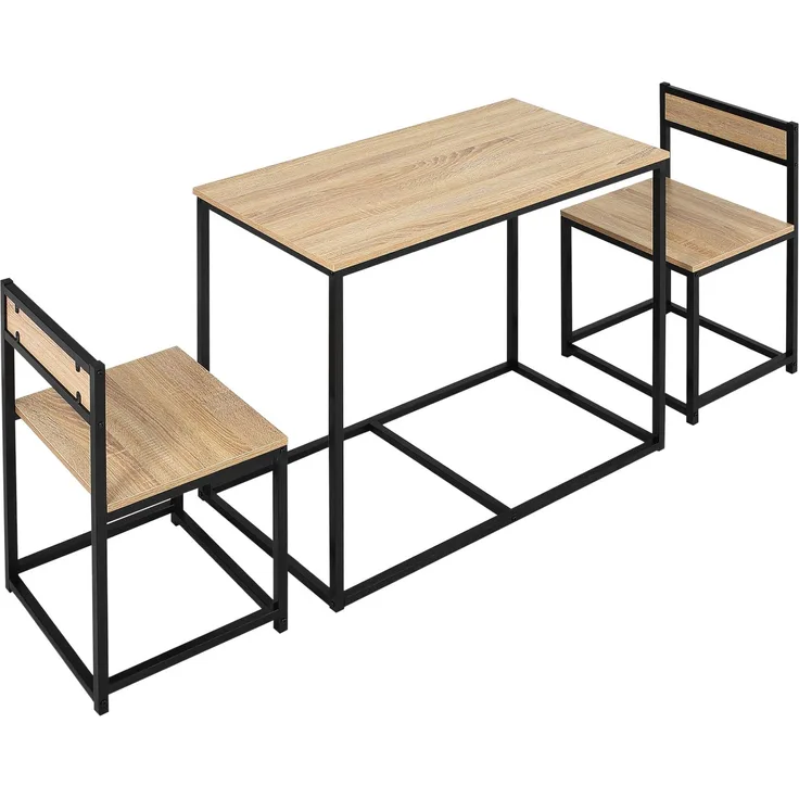 MELAYR, Esstisch-Set mit 2 Stühlen, Kompaktes Set aus Tisch und Stühlen für Esszimmer, 90 x 47 x 76 cm, Eiche