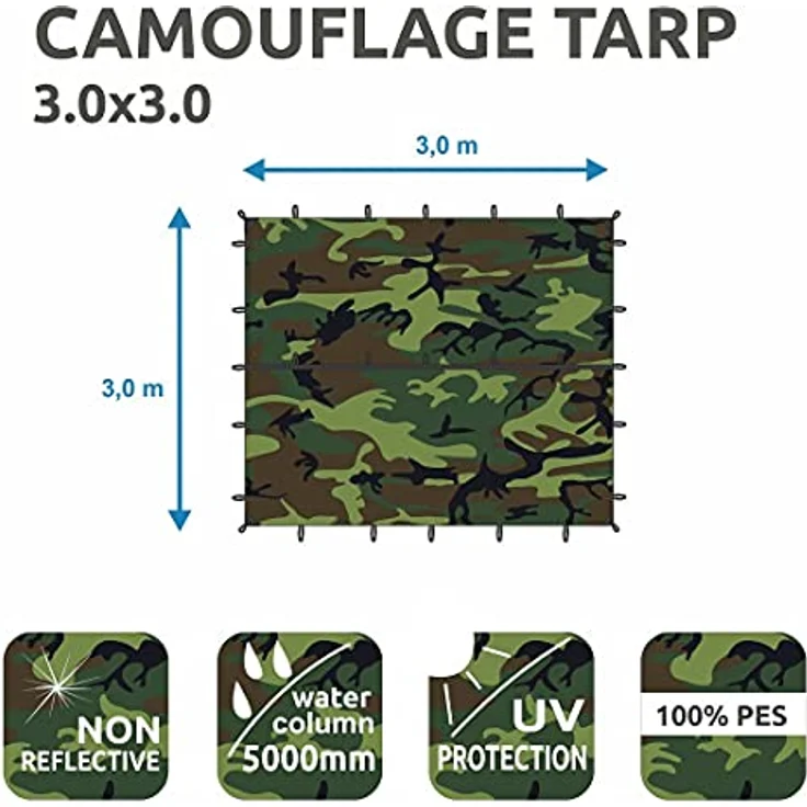yourGEAR Sonnensegel yourGEAR Bushcraft Tarp 3x3 - Regendach Sonnensegel Unterstand 5000mm – Bild 3