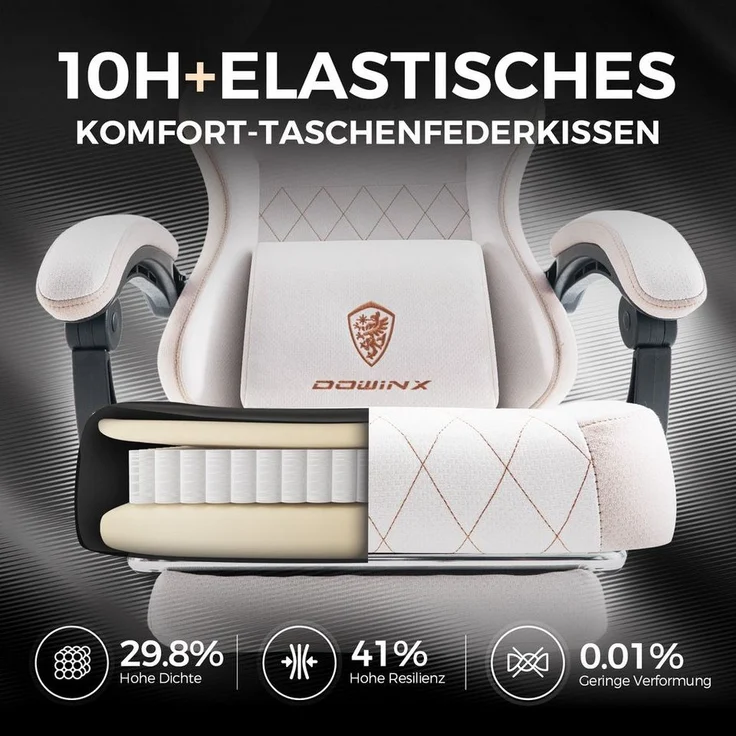 Dowinx Gaming-Stuhl Massage Lendenwirbelstütze Bürostuhl mit Fußstütze für Erwachsene (Packung), Ergonomischer Gaming Sessel Groß und Hoch für Office Gaming 135KG – Bild 2