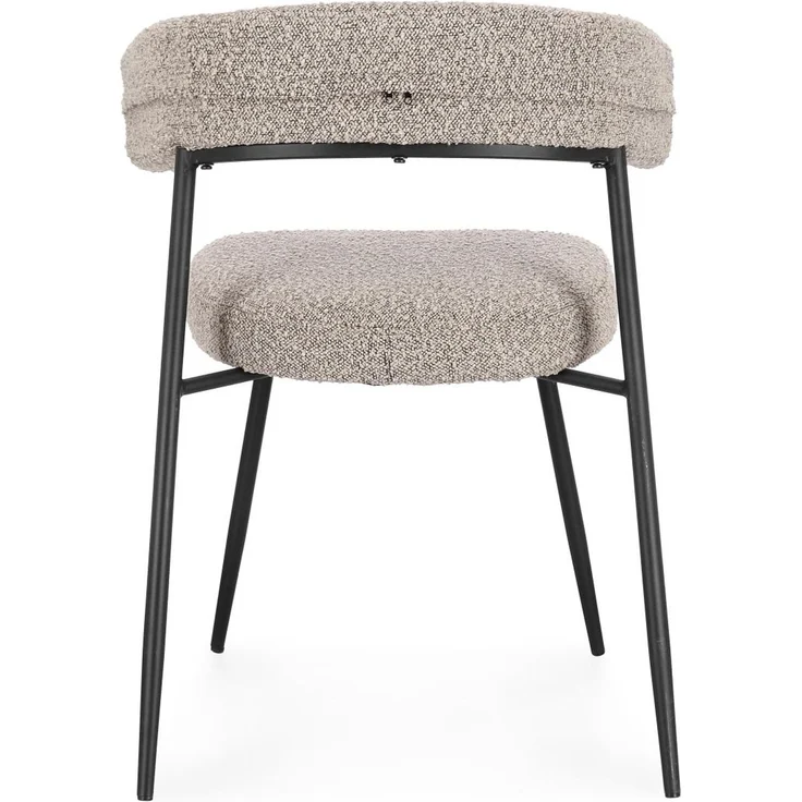 Esszimmerstuhl Amaia 4er-Set aus Boucle, modern gepolstert, grau, Metallgestell schwarz – Bild 4