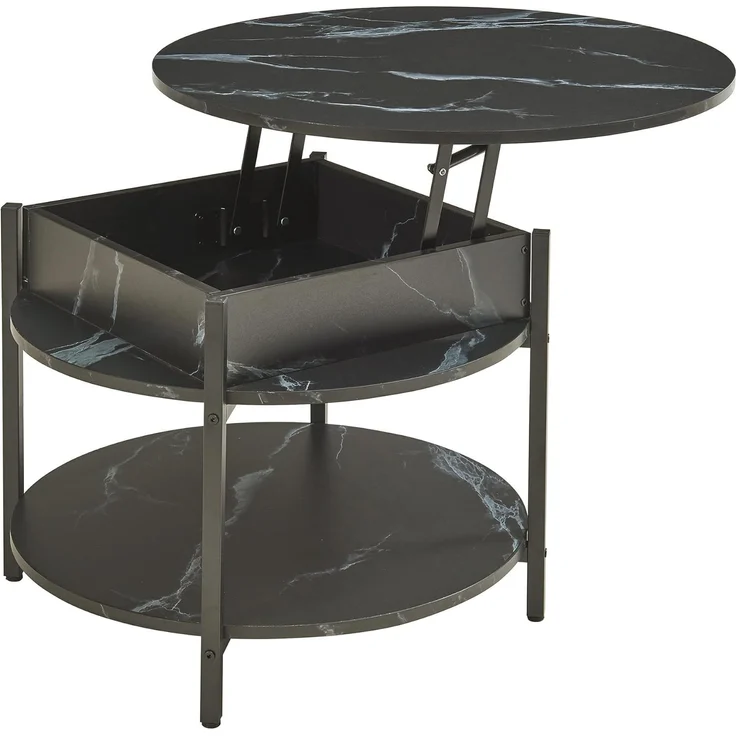 Couchtisch Kandas mit Hebeplatte 70x49 cm Marmoroptik, schwarz [en. casa] – Bild 5