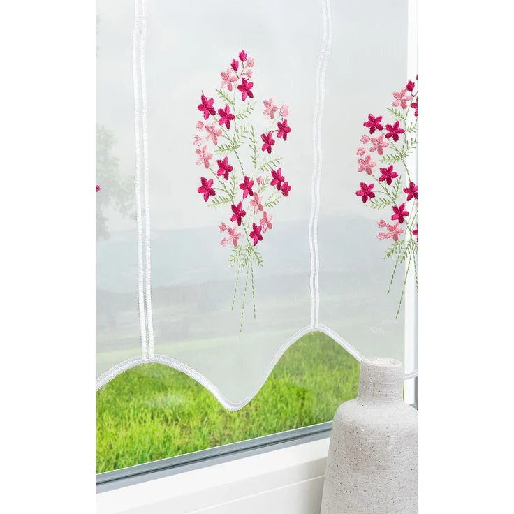 Lysel Scheibengardine Blümlein (Bx H) 48cm * 45cm rosa/rosa – Bild 4