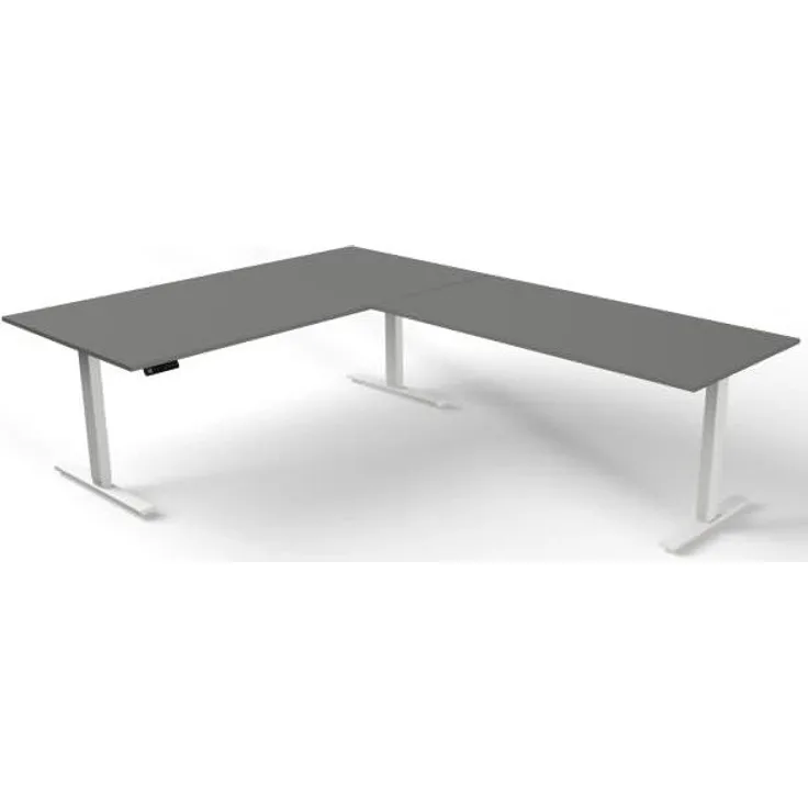 Kerkmann Move 3 Schreibtisch- Stehtisch 2000 x1000 mm mit Anbautisch 1600 x 800 mm elektrisch höhenverstellbar 720 - 1200 cm Mit Memory-Funkton - 4 Höhen speicherbar Grafit