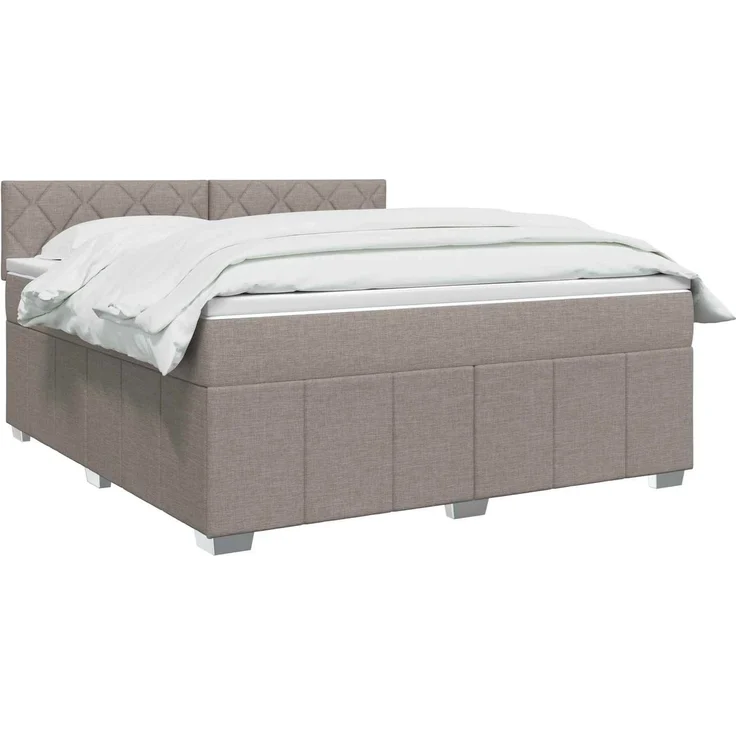 vidaXL LED Boxspringbett mit Matratze Taupe 160 x 200 cm Stoff 3455651 – Bild 3