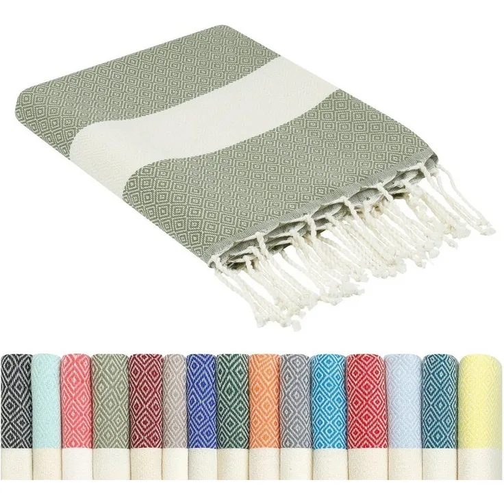 furora HOLIDAY Strandtuch groß 100x200 cm Strand Tuch, aus Baumwolle, Hamamtuch Badetuch, leicht, lang, dünn & kompakt