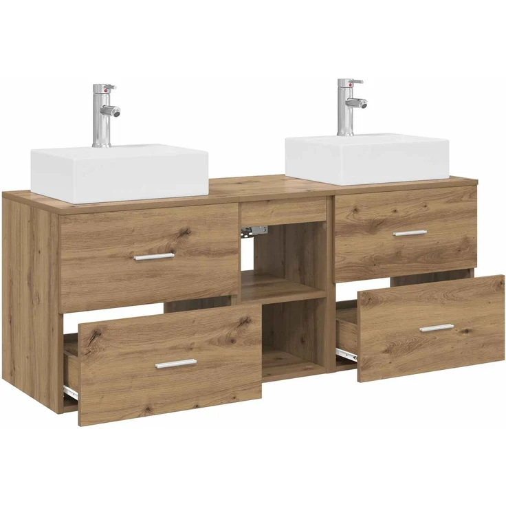 vidaXL Badezimmerschrank-Set 3 stk. Artisan-Eiche 129 x 41 x 79,5 cm 3405842 – Bild 4