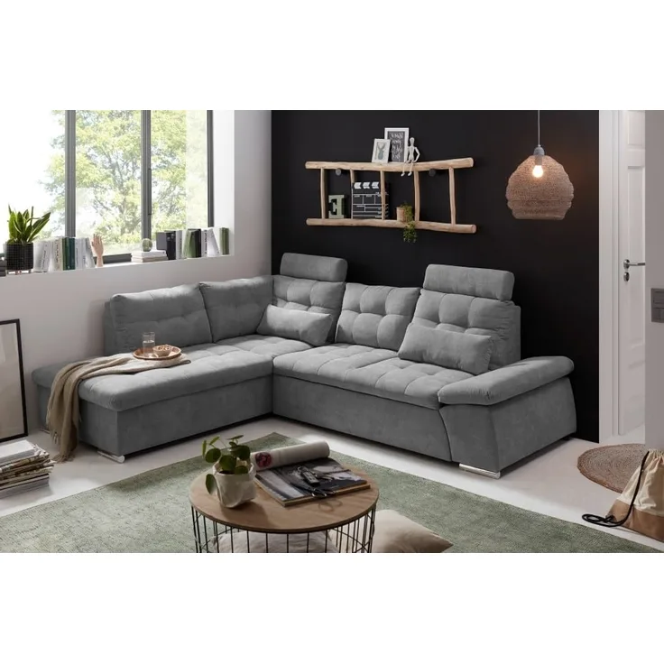 Entdecken Sie zeitlose Eleganz: Das Nalo Schlafsofa von ED Exciting Design mit verstellbaren Armlehnen und Bettkasten