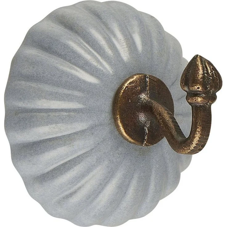 Wandhaken Kleiderhaken Handtuchhaken Keramik Grau Messing Ib Laursen 0514-18 – Bild 1