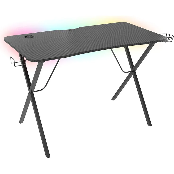 natec GENESIS Holm 200 RGB, Gerade, Rechteckige Form, MDF-Platten, Stahl, Gaming, Schwarz