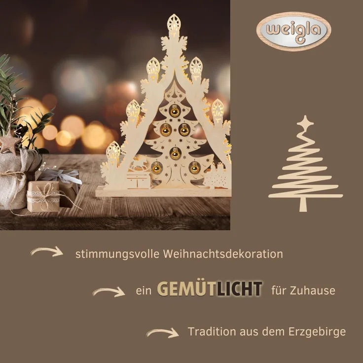 Weigla LED Lichterbogen Weihnachtsbaum mit Kugeln, Made in Germany (1-tlg), Lichterspitze, 7-flammig – Bild 4