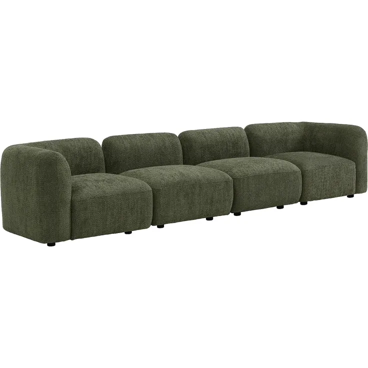Vente-unique - DANEPI - Modulierbares Sofa - Holz, Platte - Holz - Grün - 348 x 94 x 69 cm