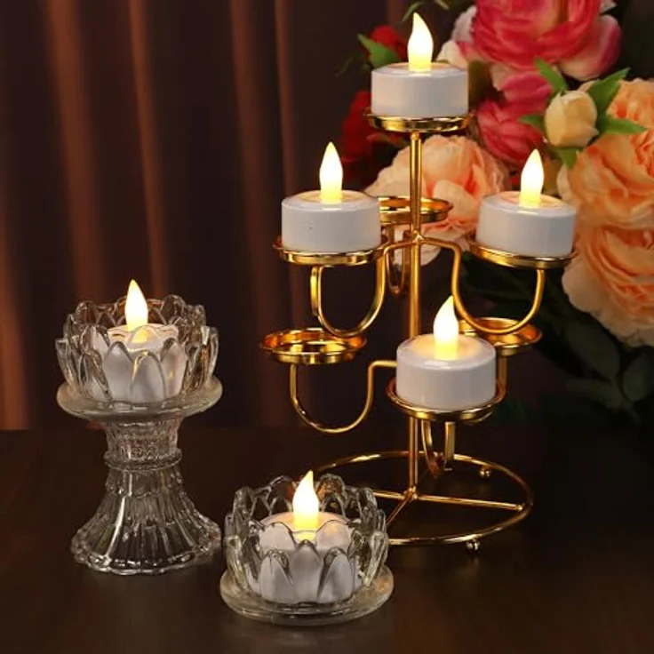 EXTSUD 6 Stück LED Teelichter Aufladbar mit Timer Fernbedienung und Ladestation Elektrische Teelichter LED Kerzen Wiederaufladbar Flackernd Flammenlose Candles für Weihnachten Hochzeiten Haus Deko – Bild 3
