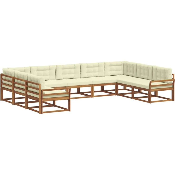vidaXL Outdoor-Sofagarnitur 9 stk. 9-Sitzer Natur und Creme 3368168 – Bild 2