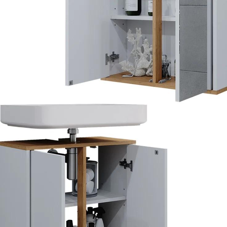 Badmöbel-Set Didi Weiß/Artisan 5 Teile Vicco – Bild 6