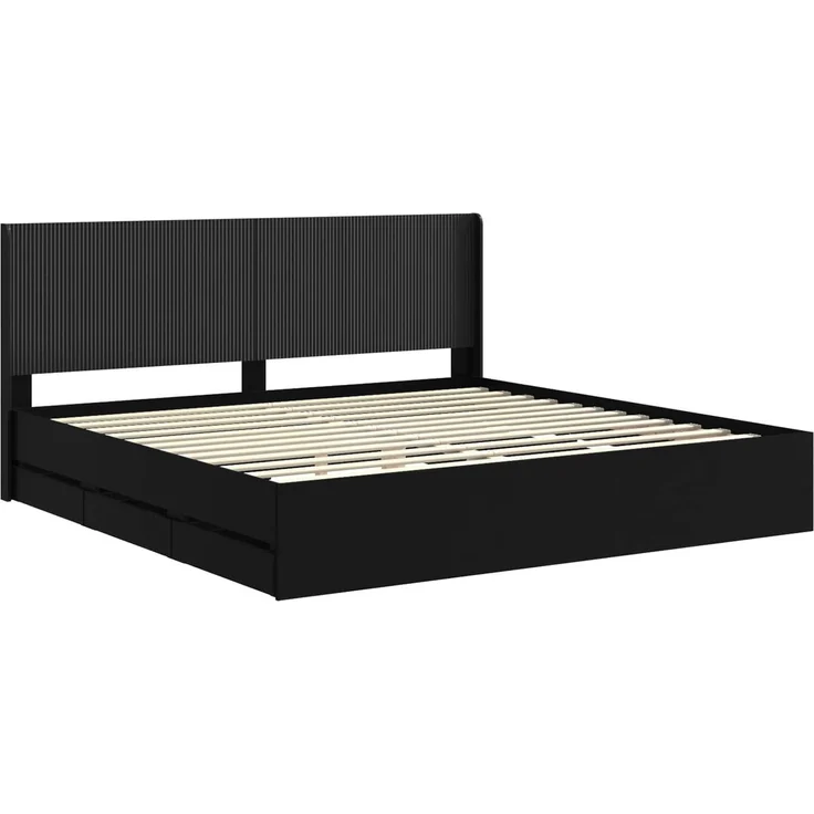 vidaXL Bettgestell mit Stauraum und Kopfteil Schwarz 200 x 200 cm 3413918 – Bild 4