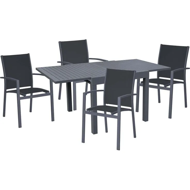 Tischgruppe ELENA, 5 teilig, Aluminium, dunkelgrau