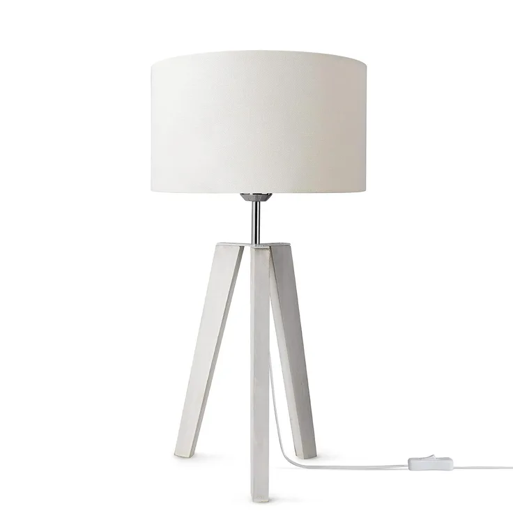 Paco Home Tischleuchte Canvas uni Color, ohne Leuchtmittel, Stehlampe Vintage Fuß LED Lampe Wohnzimmer Skandinavischer Stil E27