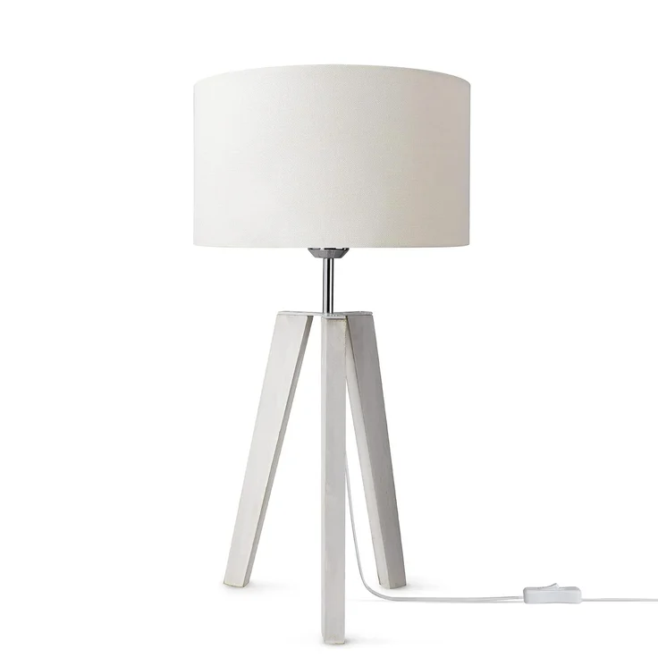 Paco Home Tischleuchte Canvas uni Color, ohne Leuchtmittel, Stehlampe Vintage Fuß LED Lampe Wohnzimmer Skandinavischer Stil E27
