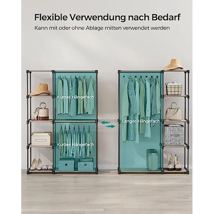 Songmics Kleiderständer, Kleiderschrank offen,2 Hängefächer – Bild 4