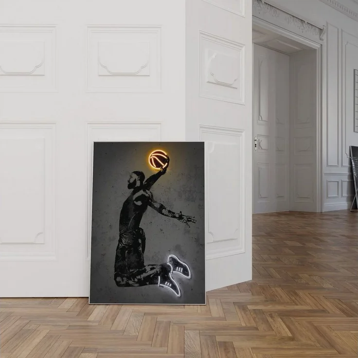 JUSTGOODMOOD Poster Premium ® Basketball Poster · Neon Effekt · ohne Rahmen, Poster in verschiedenen Größen verfügbar – Bild 4
