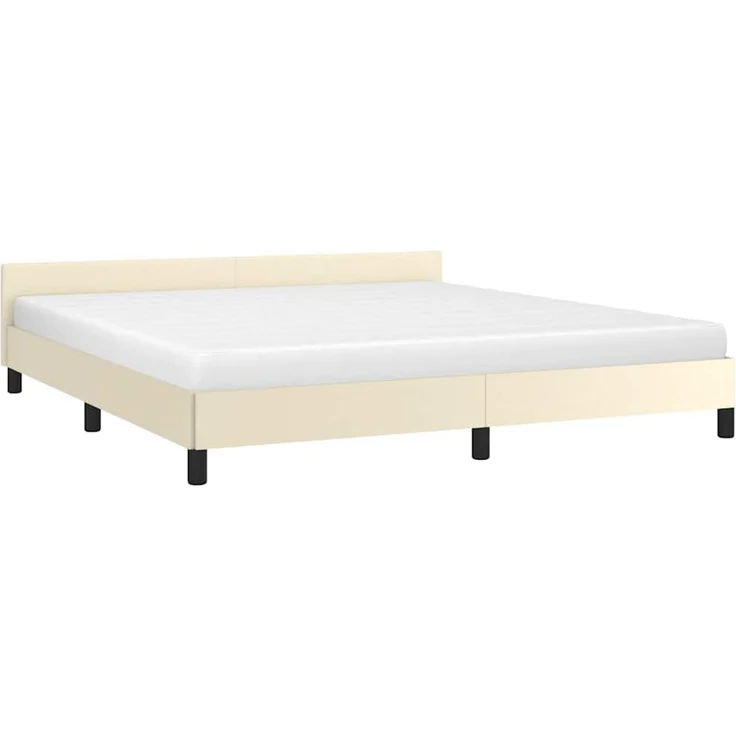 Doppelbett, Bettgestell Modernen mit Kopfteil ohne Matratze Creme 160x200 cm d941e – Bild 3