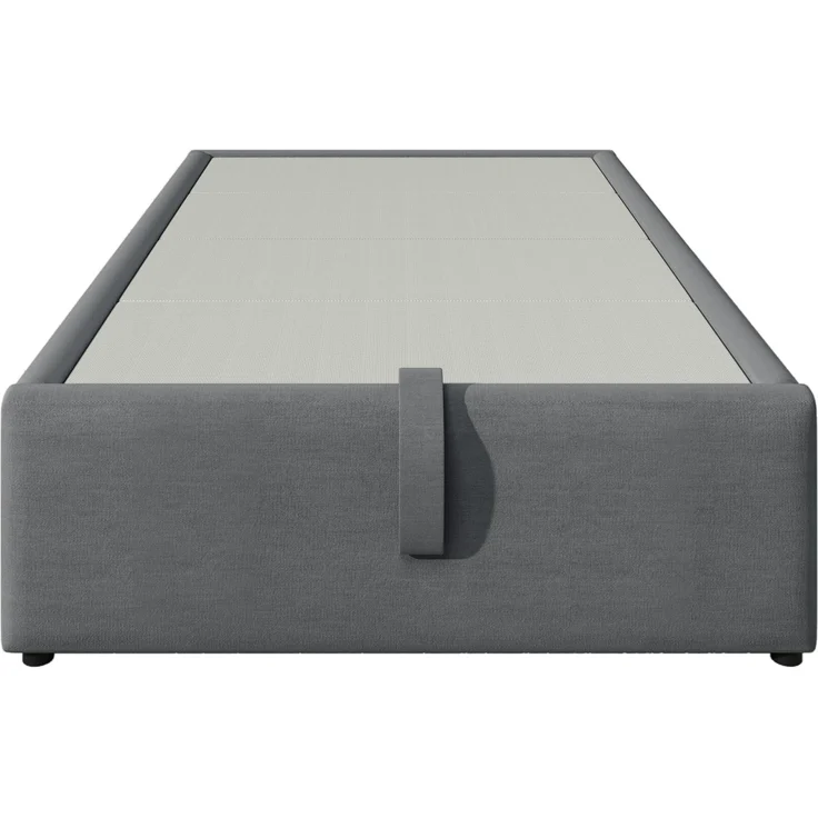 EINHOM Polsterbett Einzelbett 90 x 200 cm, Struraumbett Bettgestell mit USB- C und Vollflächiger Lattenrost, ohne Kopfteil, Leinen, Grau (Ohne Matratze) – Bild 3