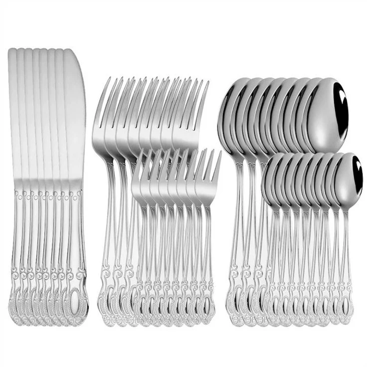 KingLux Besteck-Set 40teilig Royal Besteck Set 8 Personen Edelstahl poliert glänzend (40-tlg), 8 Personen, Edelstahl – Bild 4