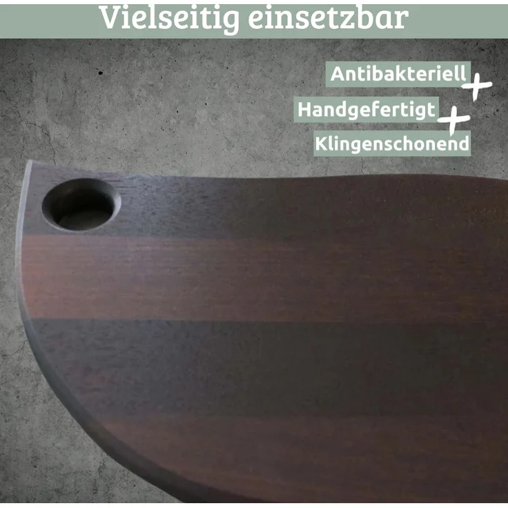 DELUKE® Schneidebrett Holz groß OLLI [MIT GRIFF] - 39x18cm Birkenholz Brett | Holzbrett Küchenbrett Servierbrett – Bild 6