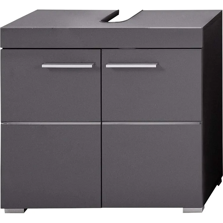 trendteam smart living Badezimmer Waschbeckenunterschrank Unterschrank Schrank Amanda, 60 x 56 x 34 cm in Grau / Agave Grau Hochglanz mit viel Stauram