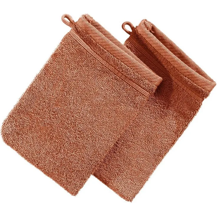 Erwin Müller Waschhandschuh Waschhandschuh "Heidelberg" 2er-Pack, Frottier (2-St), Walk-Frottier Uni, Terra