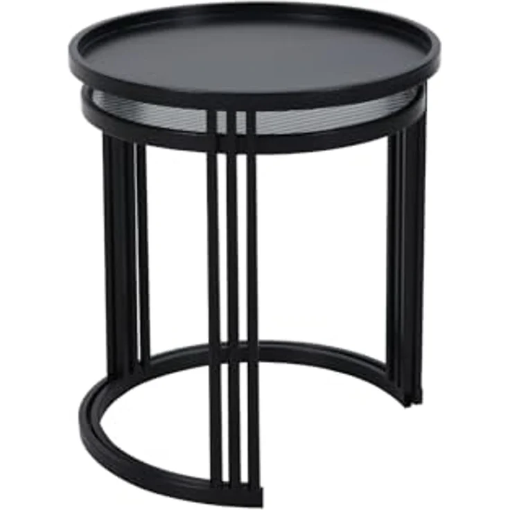 SVITA Beistelltisch LADAR (2er Set), Couchtisch Kaffeetisch Satztisch Rund Pulverbeschichtet, Schwarz – Bild 4