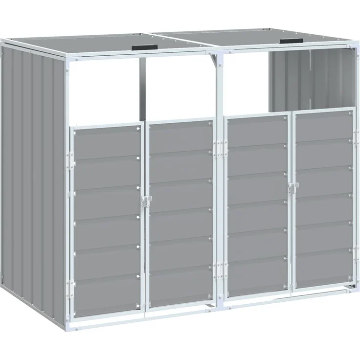 vidaXL Mülltonnenbox für 2 Tonnen Grau 144x81x113 cm Stahl 4006176 – Bild 1