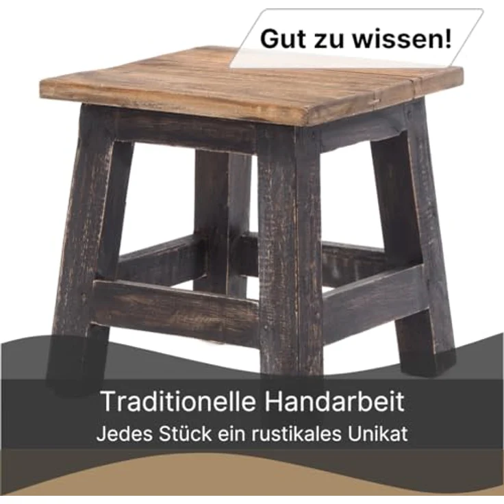 DESIGN DELIGHTS Hocker Fusshocker PALO, 27x26cm (HxB), rustikaler Holzhocker Massivhocker – Bild 7