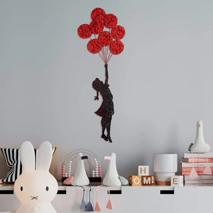 Wallity Handmade Decorative Metal Wall Accessory, Rot & Schwarz, 100 x 34 cm, 100% Metall, 1.5 mm dick, einzigartiges Design für Wohnkultur und Kunstpräsentation – Bild 2