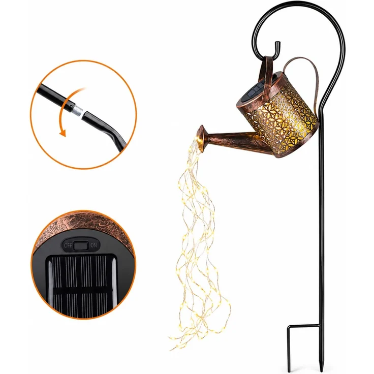 Dekorative Solar Gartenleuchte Gießkanne LED mit Wasserfall Effekt – Bild 2