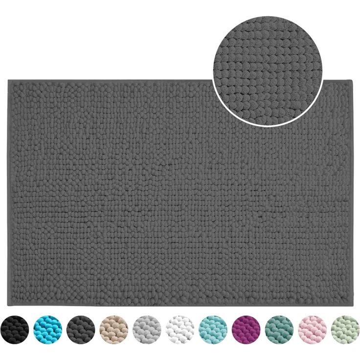 OTTO home Badematte Vanessa Chenille, Standard & Premium, 15mm oder 20mm, auch als 2er Set, rutschhemmend beschichtet, schnell trocknend, strapazierfähig, fußbodenheizungsgeeignet, Polyester, rechteckig, Uni Farben, besonders weich, flauschig, Badvorleger – Bild 1