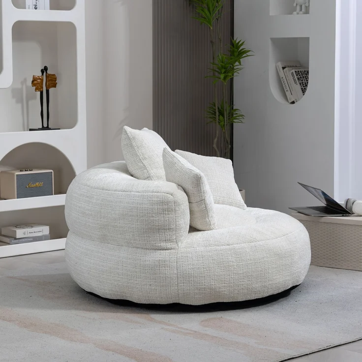 Lazy Sofa Durable Komfort Lounger hohen Rücken Sitzsack Stuhl Couch mit drei Kissen für Erwachsene und Kinder, Indoor & Outdoor, Single Gaming Sofa Stuhl für Schlafzimmer, Büro (Beige Chenille)--Beige--108x108x52cm--YOUDENOVA – Bild 10