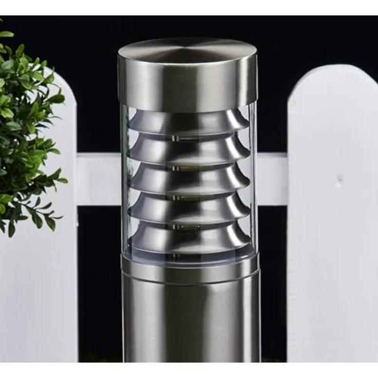 Lindby Außenleuchte Enja, spritzwassergeschützt, Aluminium Edelstahl, 1 flammig, E27, Pollerleuchte für Garten und Terrasse – Bild 5