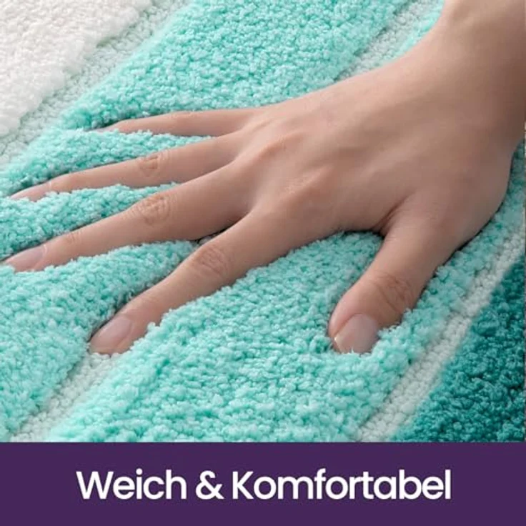 DEXI Badezimmerteppich rutschfest Badematte 40x60 cm,Badteppich Saugfähig Weich Maschinenwaschbar für Badezimmer,Grün – Bild 4