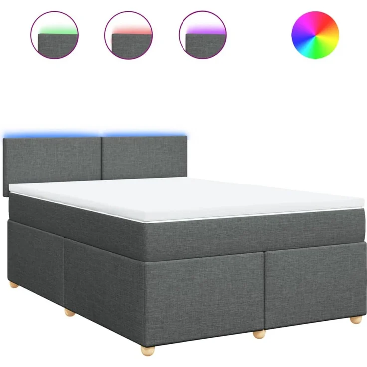 vidaXL Boxspringbett mit Matratze Dunkelgrau 140x200 cm Stoff 3288997 – Bild 2