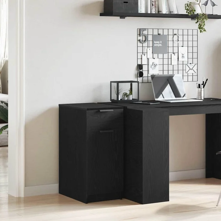 vidaXL Büroschrank 33 x 50 x 75 cm Holzwerkstoff Schwarz Eichen-Optik 862103 – Bild 4