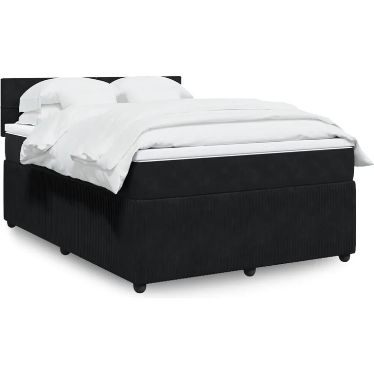 vidaXL Boxspringbett mit Matratze Schwarz 140x200 cm Samt 3287760 – Bild 1