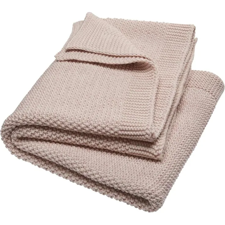 Bio Babydecke Bio-Baumwolle Strick Qualität 100% Bio-Baumwolle (kbA) GOTS zertifiziert, Perlrosa, 80x95 cm