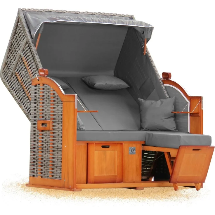 Strandkorb Hanse Ostsee Klassik XXL 2 Sitzer - Anthrazit Uni – Bild 3
