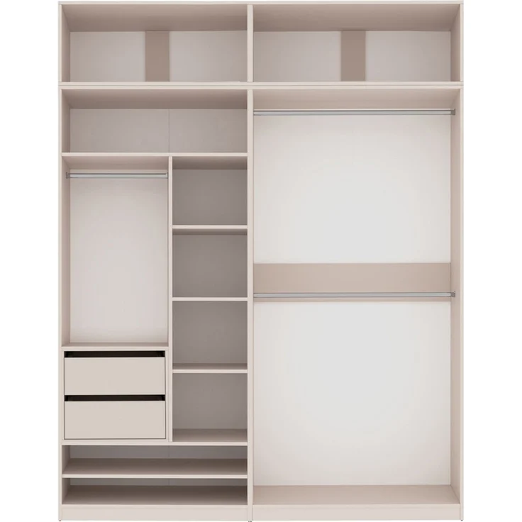 Marmex Möbel Tres Set-C/N praktischer Einbauschrank ohne türen, Eckkleiderschrank mit Aufsatz, Ankleidezimmer Möbel, laminierte Spanplatte, graubeige cashmere 190x246x51 cm – Bild 3