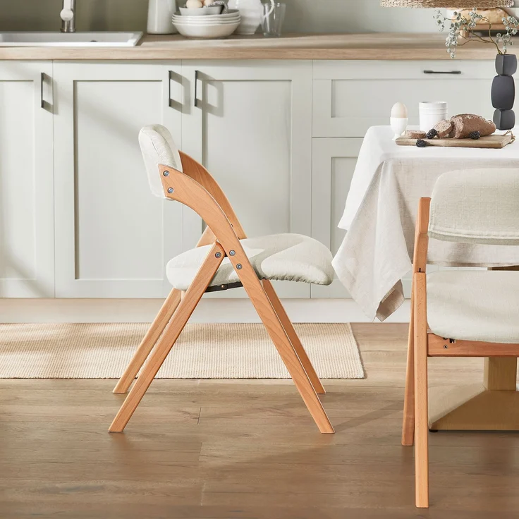 SoBuy FST92-Wx4 Klappstuhl, Stoff, Lackiert, Weiß, 41,5 x 77 x 47,5 cm – Bild 5