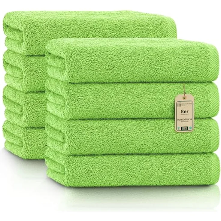 NatureMark 8er Spar-Pack Frottier Handtücher, Handtuch-Set, 50x100 cm, Apfel grün, 100% Baumwolle – Bild 2