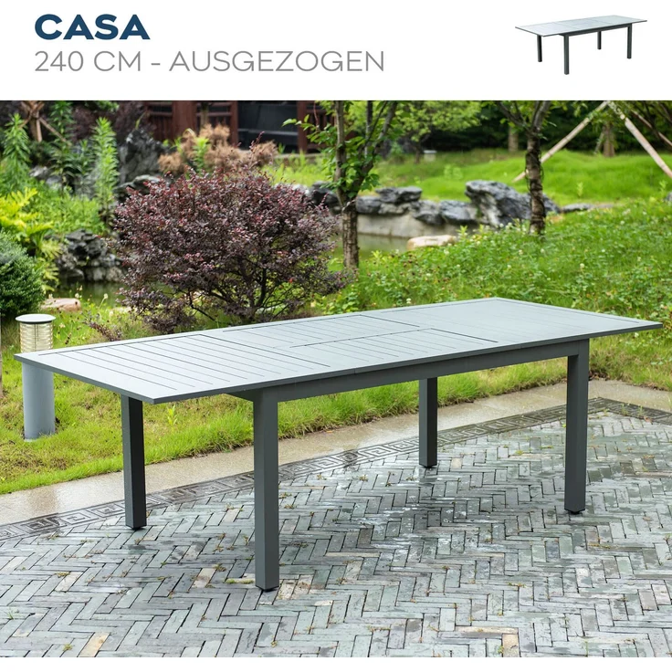 HOME DELUXE Garten-Sitzgruppe ausziehbar CASA MADERA - 160/240 x 100 cm 8 Stühle – Bild 7
